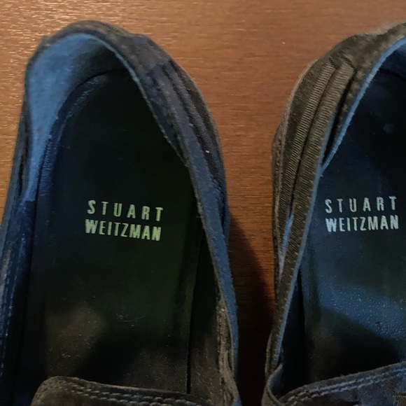 Stuart Weitzman Woven Flat Black Loafers, Slip-on Suede Mules, US 6.5/EU 37 - Picture 6 of 7